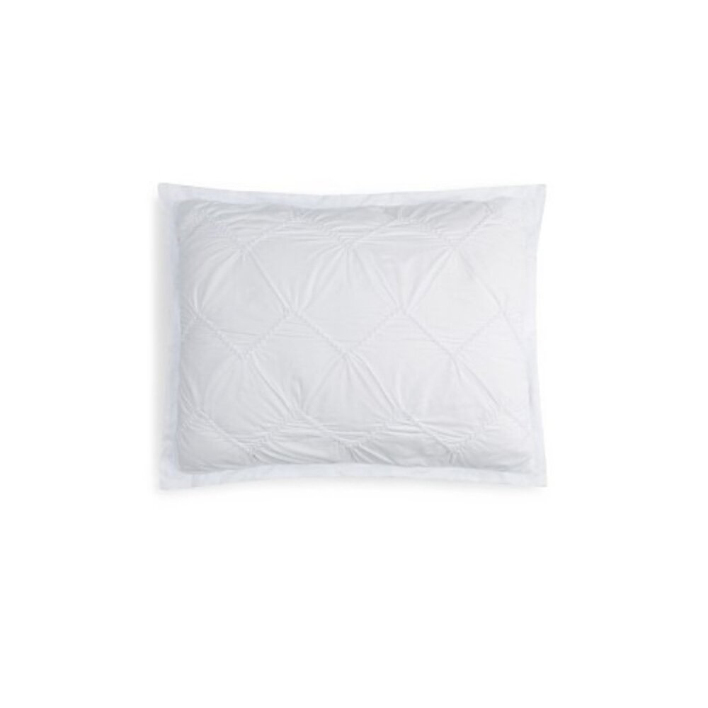 Sky Smocked Chevron Textured Cotton KING Pillow Sham 100% Cotton White $55